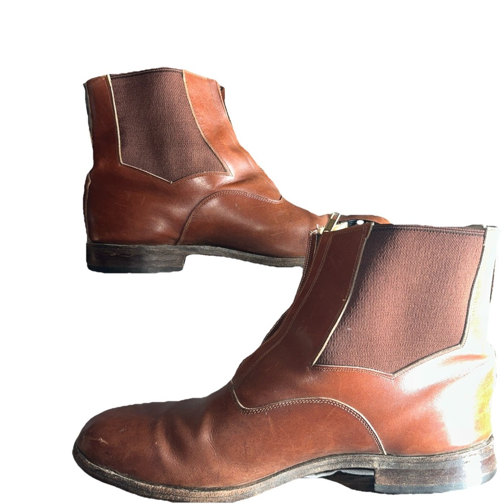 Der Dau Mens Boots Custom Center Zip Brown Leather Size 11.5